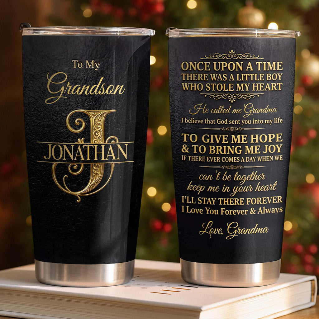 Personalized Monogram Initial Tumbler for Grandson 20oz 30oz Tumbler GradoCreations
