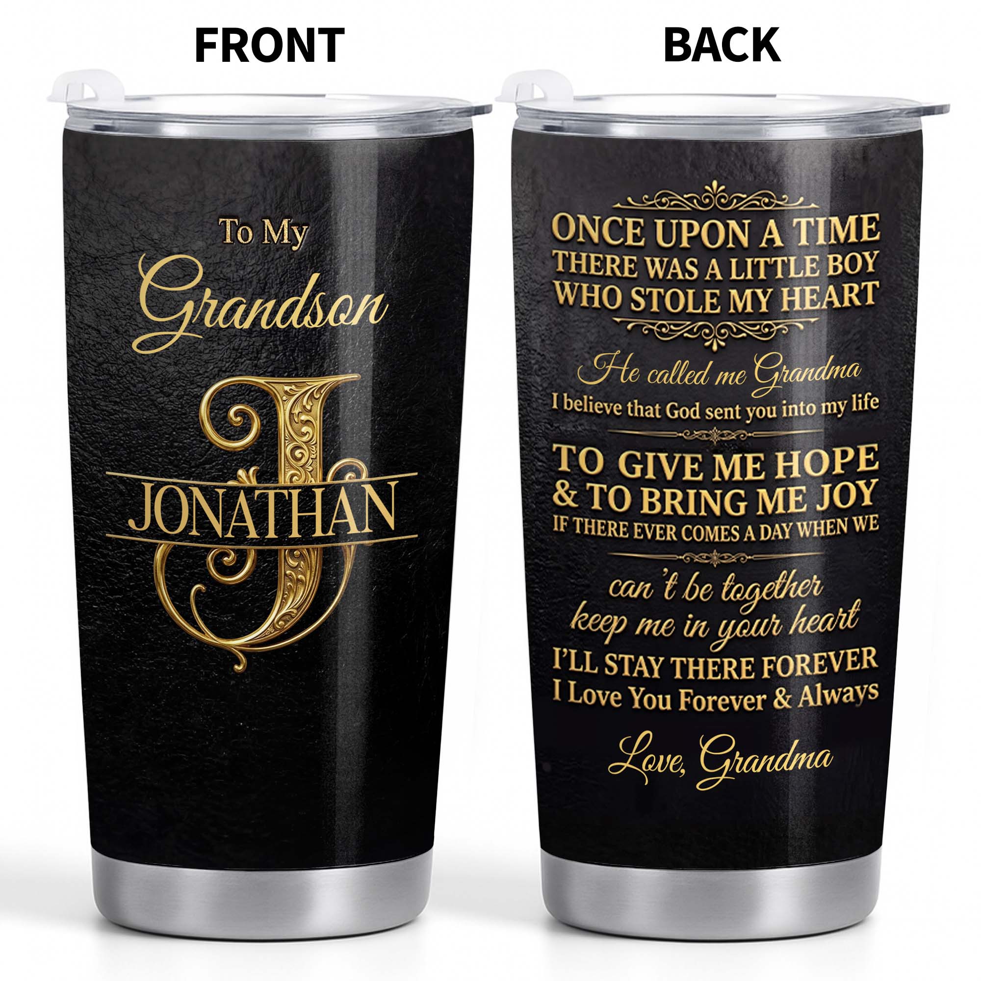Personalized Monogram Initial Tumbler for Grandson 20oz 30oz Tumbler GradoCreations