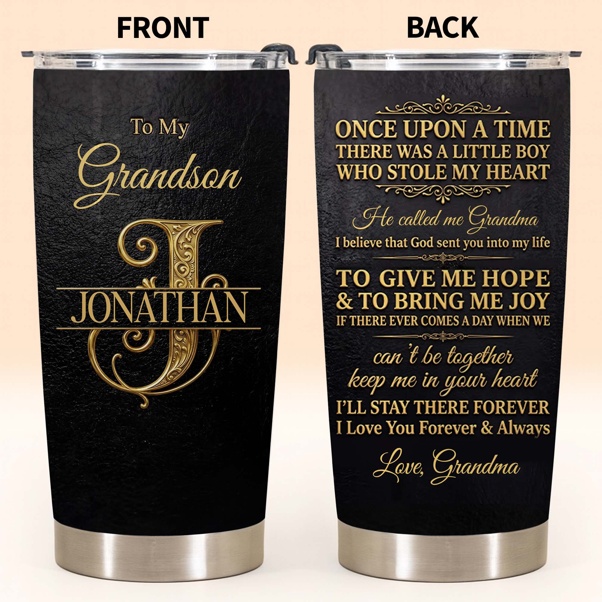 Personalized Monogram Initial Tumbler for Grandson 20oz 30oz Tumbler GradoCreations