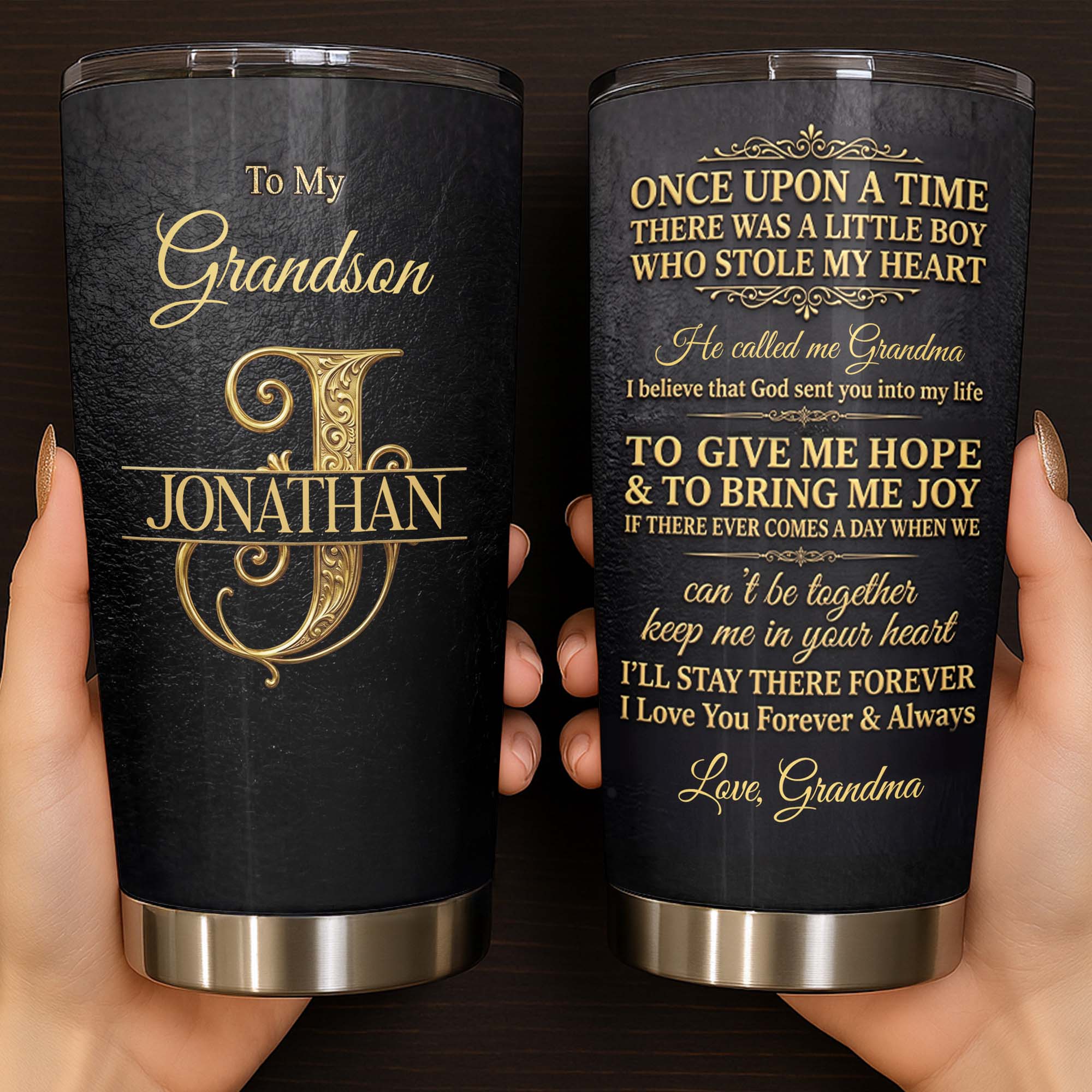 Personalized Monogram Initial Tumbler for Grandson 20oz 30oz Tumbler GradoCreations