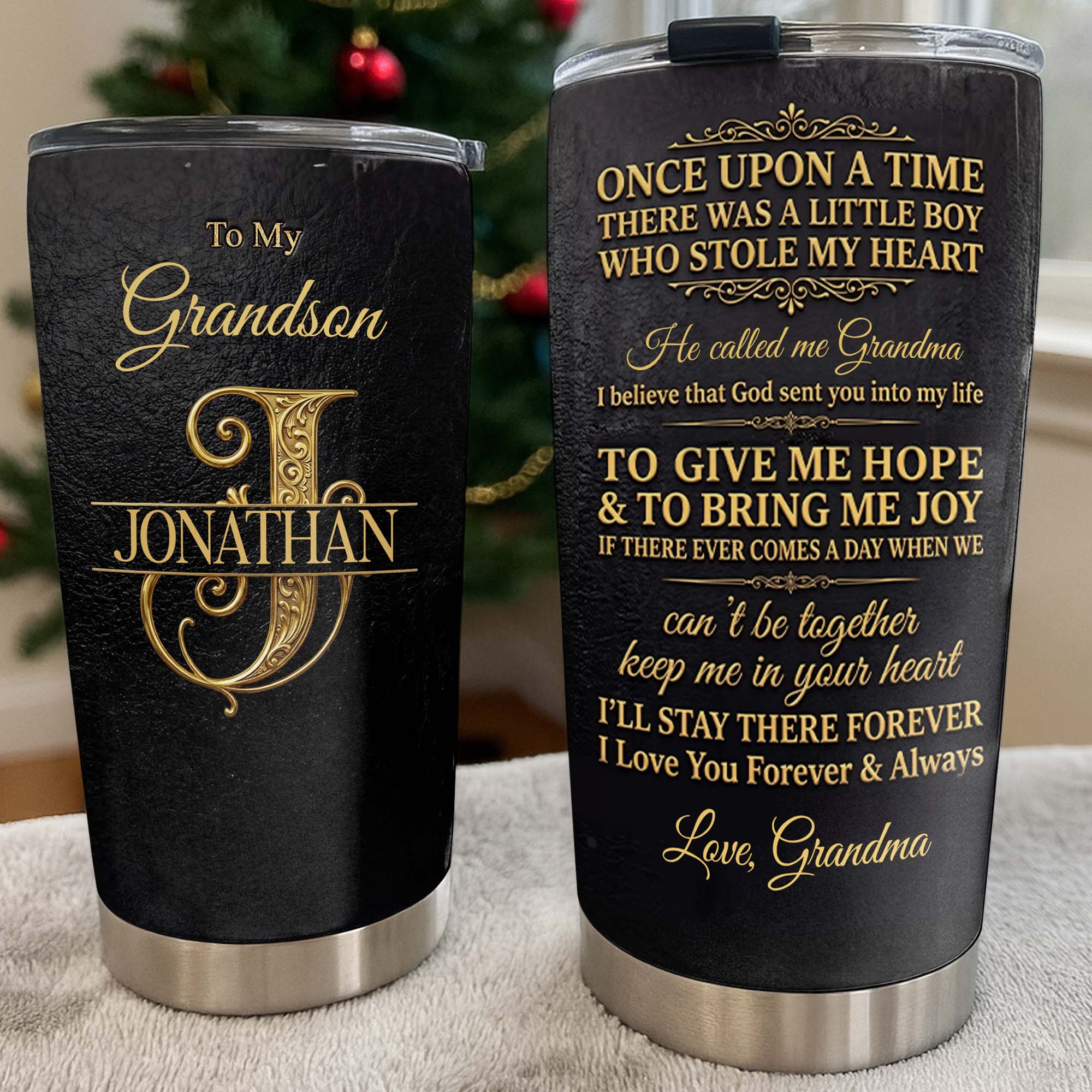 Personalized Monogram Initial Tumbler for Grandson 20oz 30oz Tumbler GradoCreations