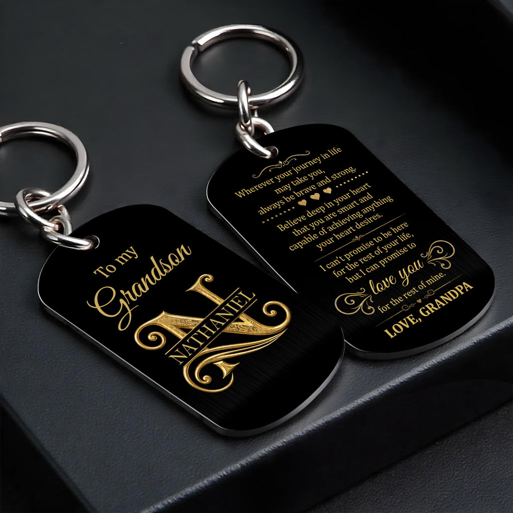 Personalized Stainless Steel Keychain for Grandson Gift Idea Stainless Steel Keychain GradoCreations