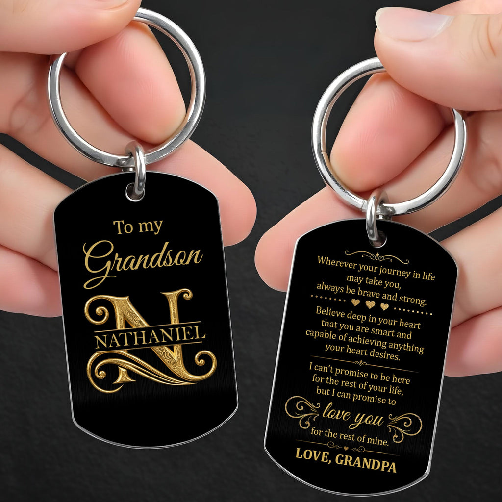 Personalized Stainless Steel Keychain for Grandson Gift Idea Stainless Steel Keychain GradoCreations