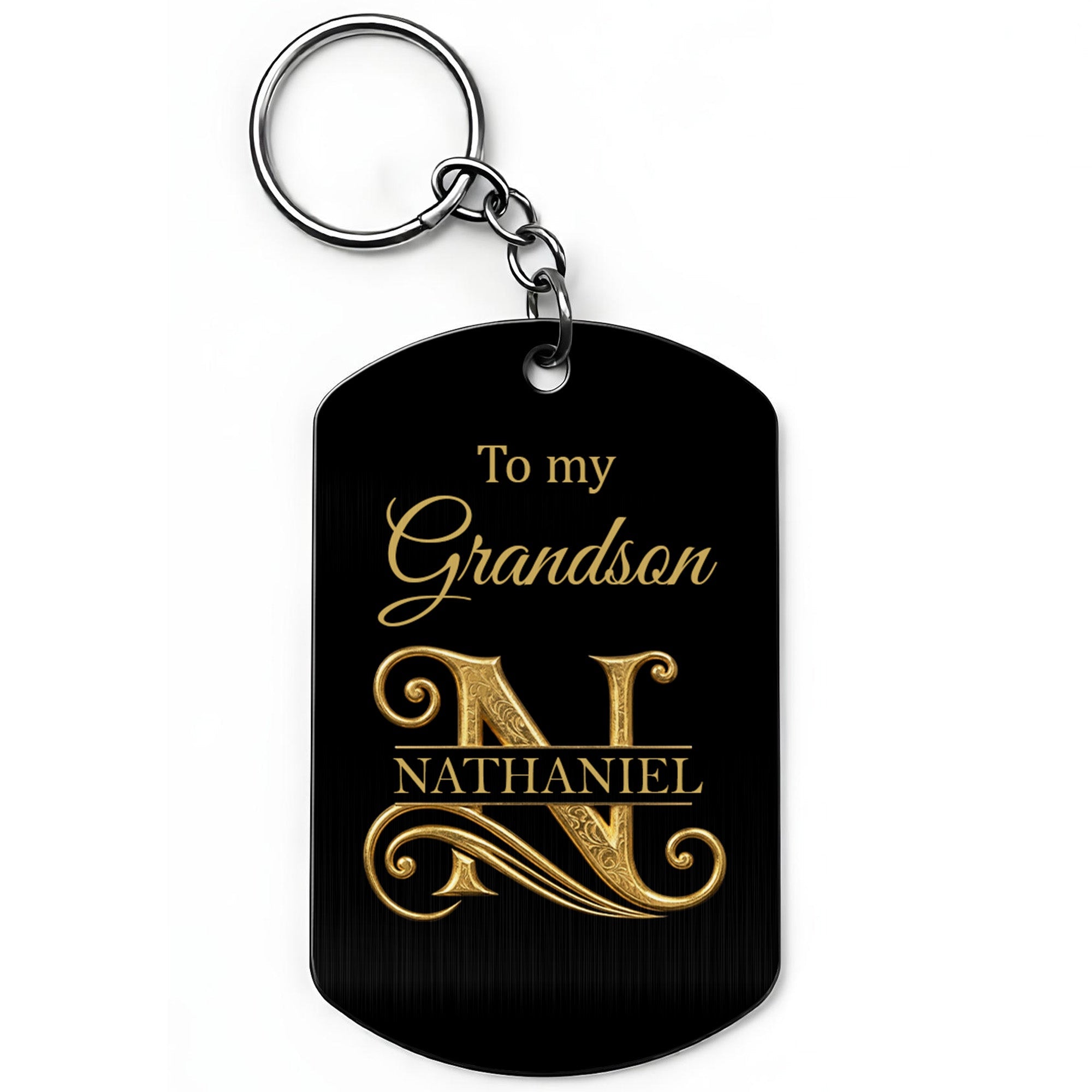 Personalized Stainless Steel Keychain for Grandson Gift Idea Stainless Steel Keychain GradoCreations