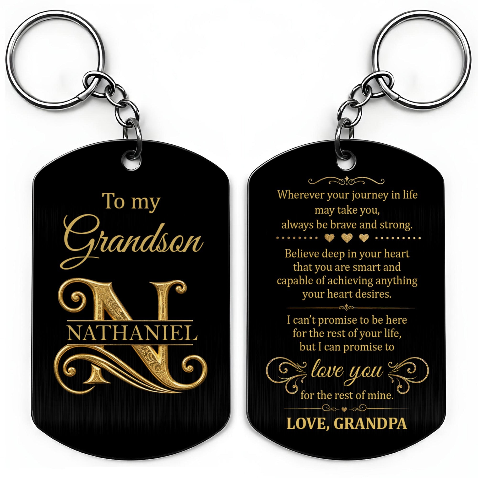 Personalized Stainless Steel Keychain for Grandson Gift Idea Stainless Steel Keychain GradoCreations