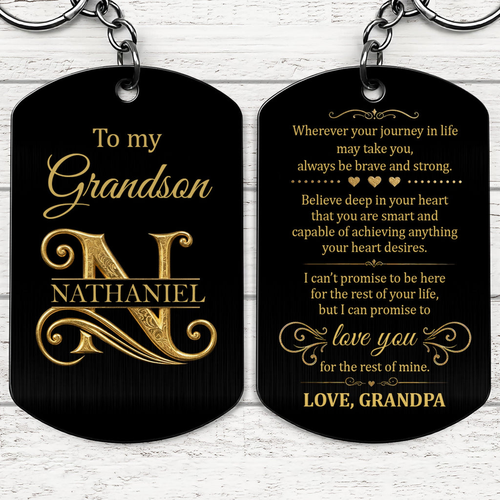 Personalized Stainless Steel Keychain for Grandson Gift Idea Stainless Steel Keychain GradoCreations