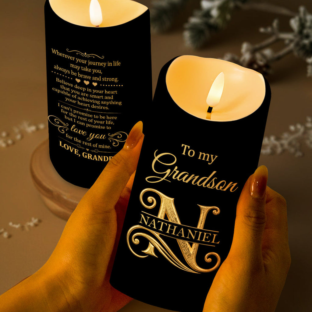Personalized LED Candle with Initial Name for Grandson Gift LED Candle GradoCreations