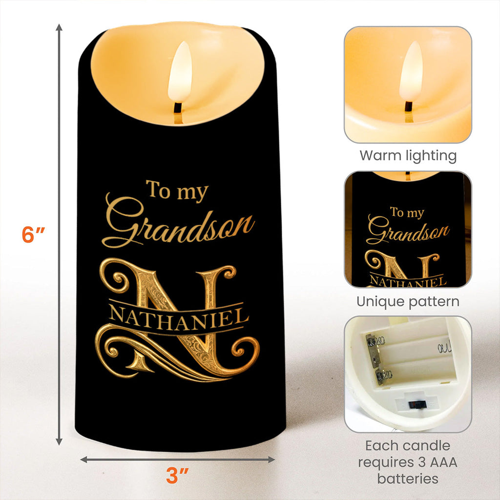 Personalized LED Candle with Initial Name for Grandson Gift LED Candle GradoCreations