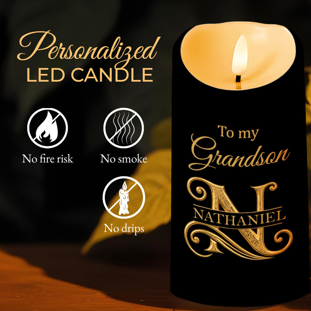Personalized LED Candle with Initial Name for Grandson Gift LED Candle GradoCreations