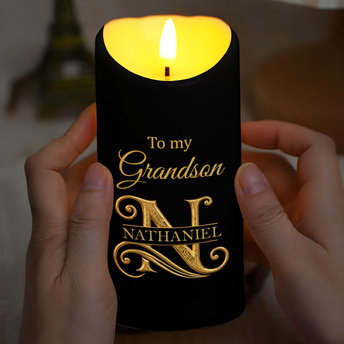 Personalized LED Candle with Initial Name for Grandson Gift LED Candle GradoCreations