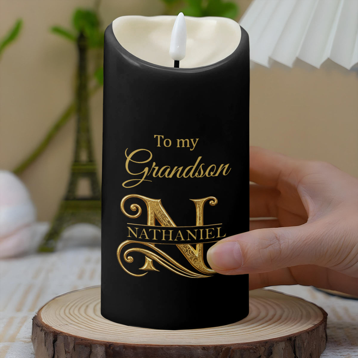 Personalized LED Candle with Initial Name for Grandson Gift LED Candle GradoCreations
