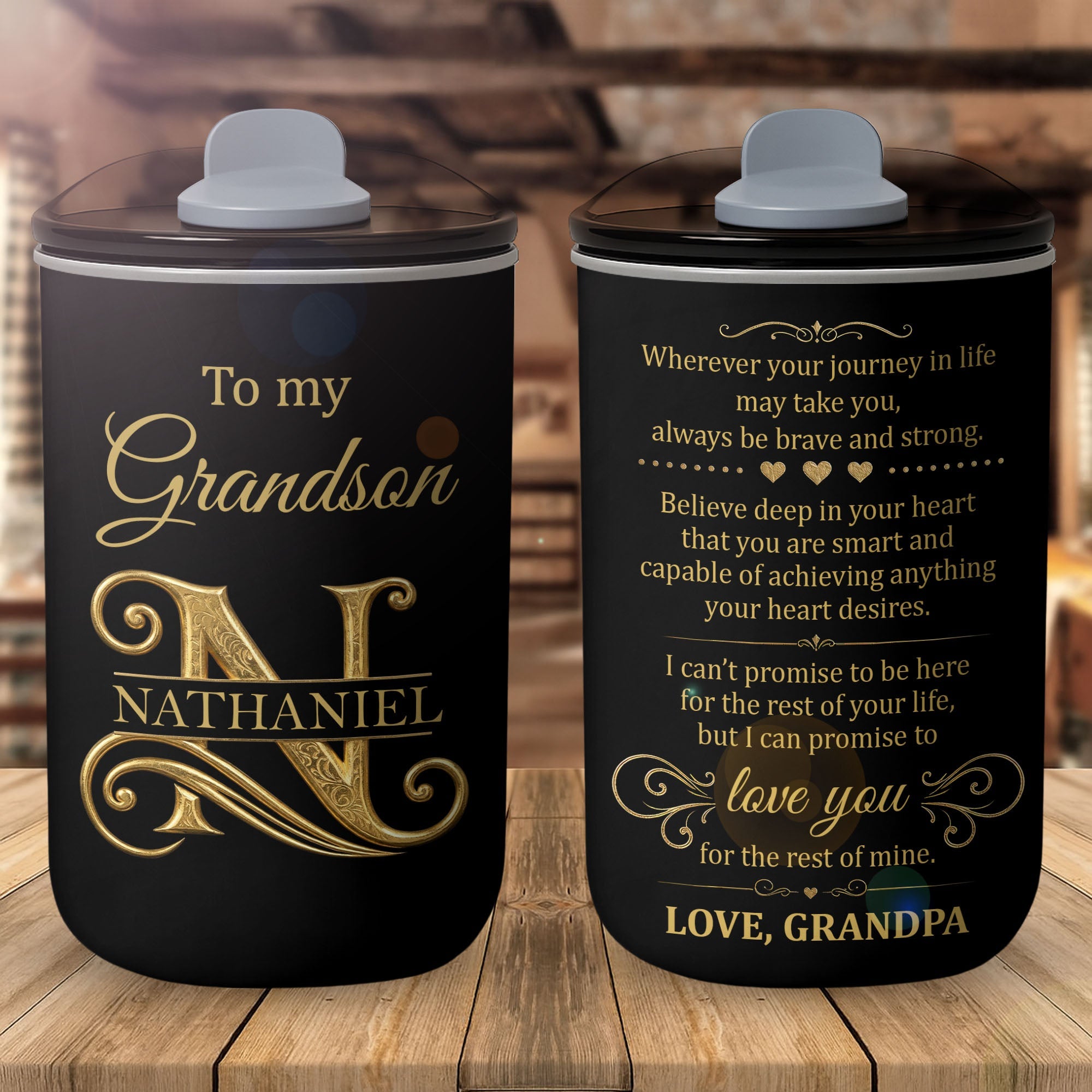 Personalized Stainless Steel Tumbler Custom Monogram Gift for Grandson 10oz tumbler GradoCreations