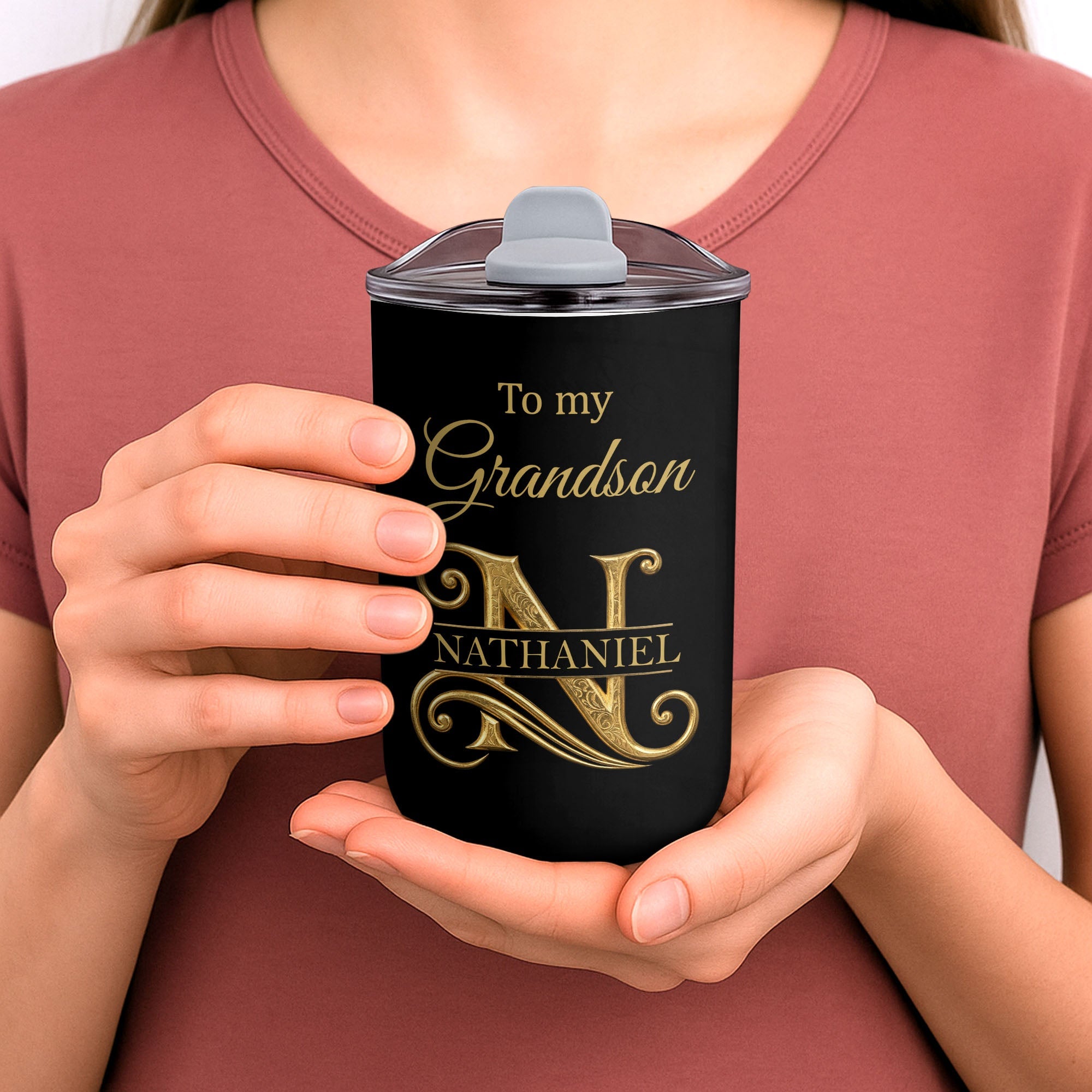 Personalized Stainless Steel Tumbler Custom Monogram Gift for Grandson 10oz tumbler GradoCreations