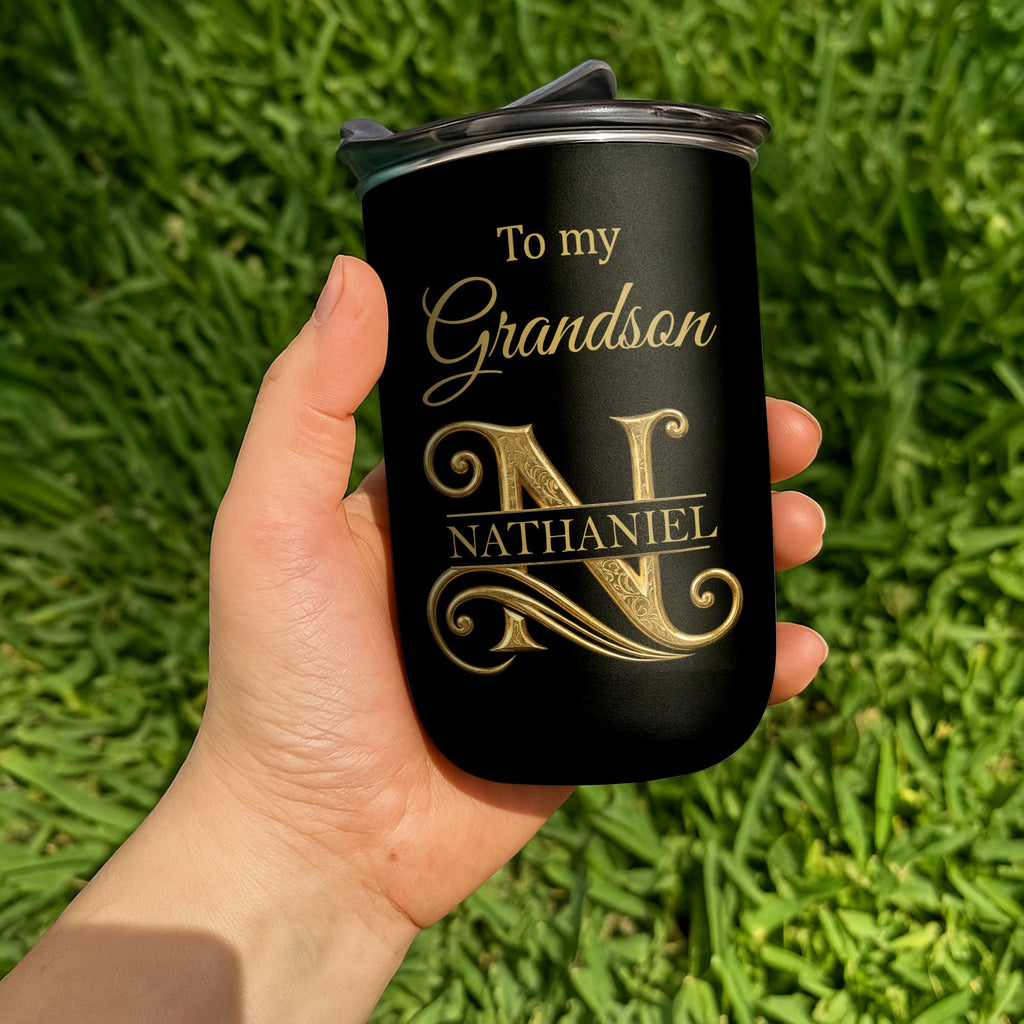 Personalized Stainless Steel Tumbler Custom Monogram Gift for Grandson 10oz tumbler GradoCreations