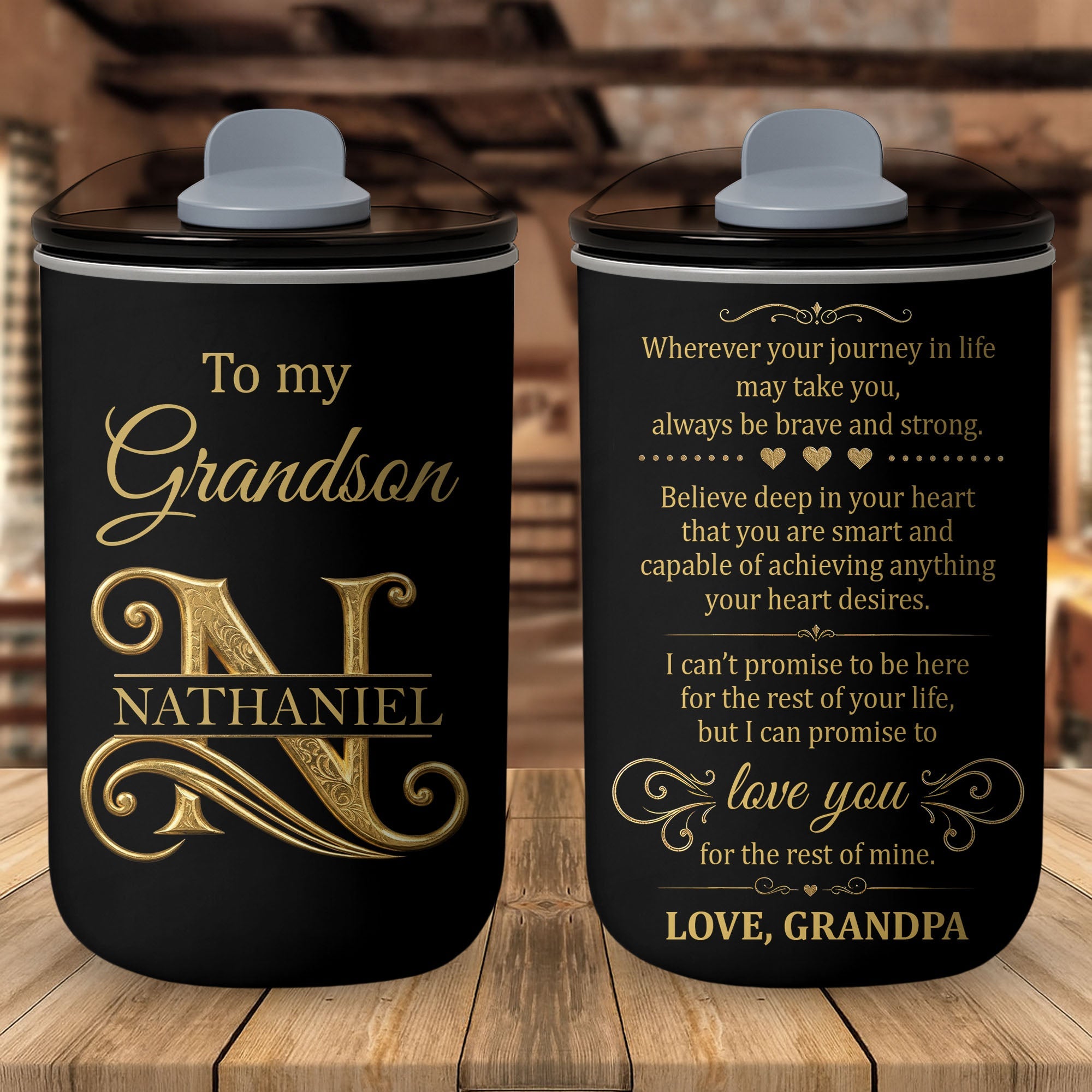 Personalized Stainless Steel Tumbler Custom Monogram Gift for Grandson 10oz tumbler GradoCreations