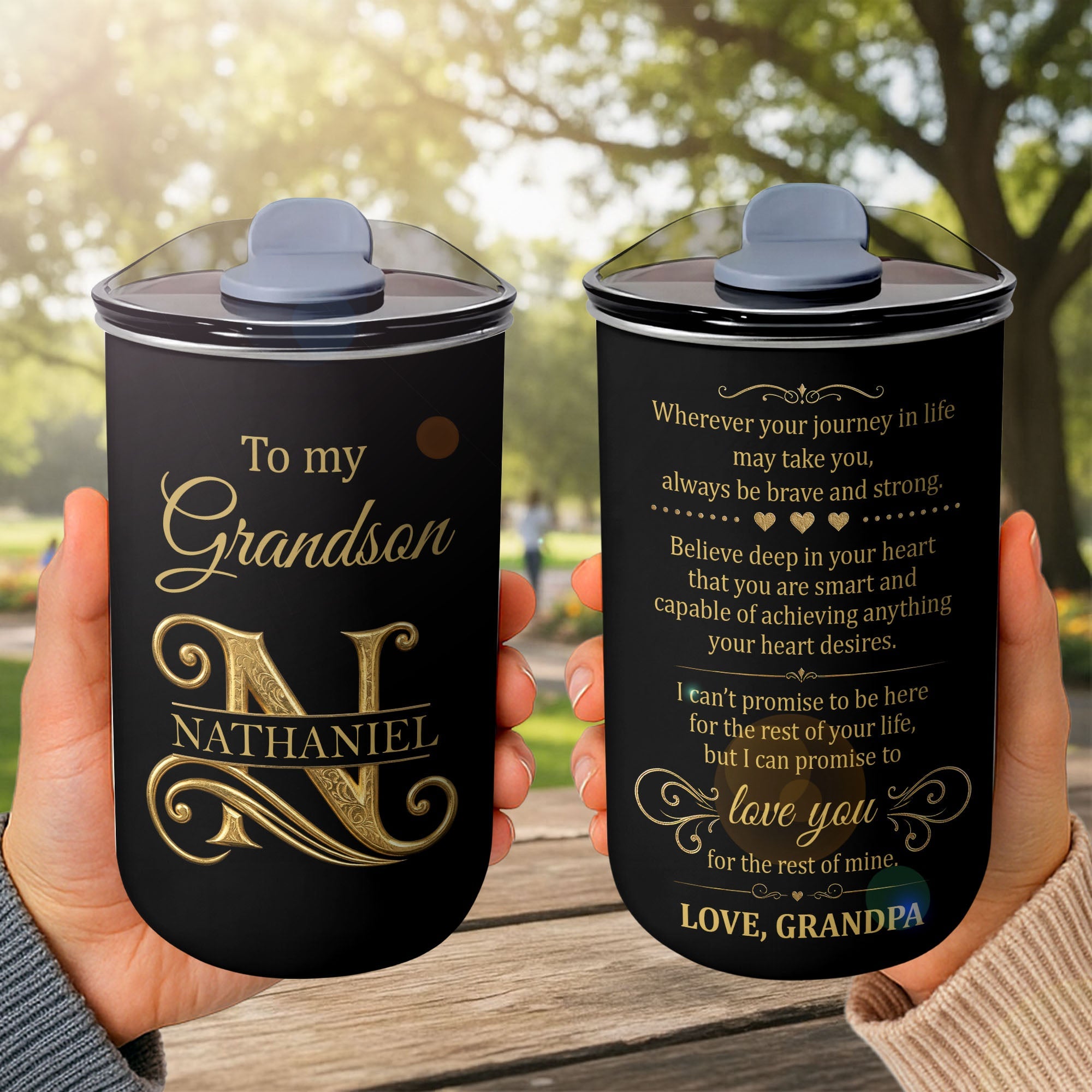 Personalized Stainless Steel Tumbler Custom Monogram Gift for Grandson 10oz tumbler GradoCreations