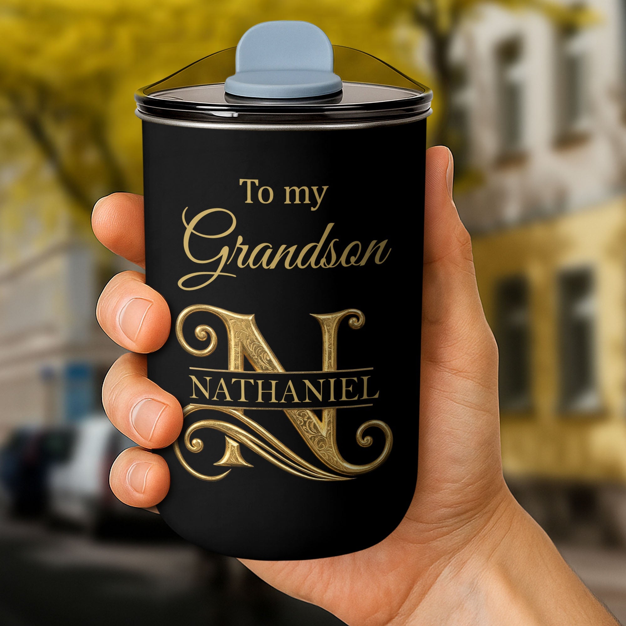 Personalized Stainless Steel Tumbler Custom Monogram Gift for Grandson 10oz tumbler GradoCreations
