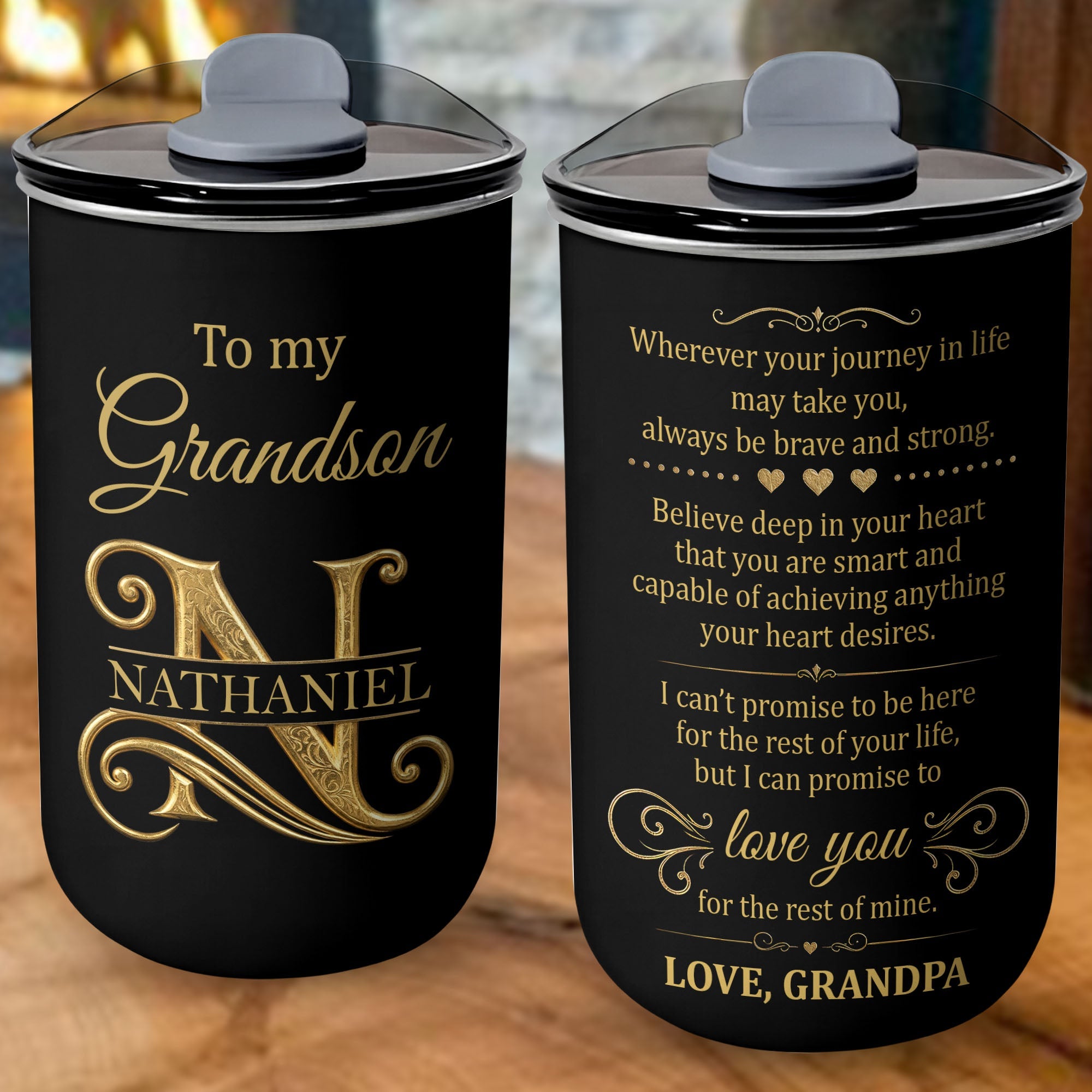 Personalized Stainless Steel Tumbler Custom Monogram Gift for Grandson 10oz tumbler GradoCreations