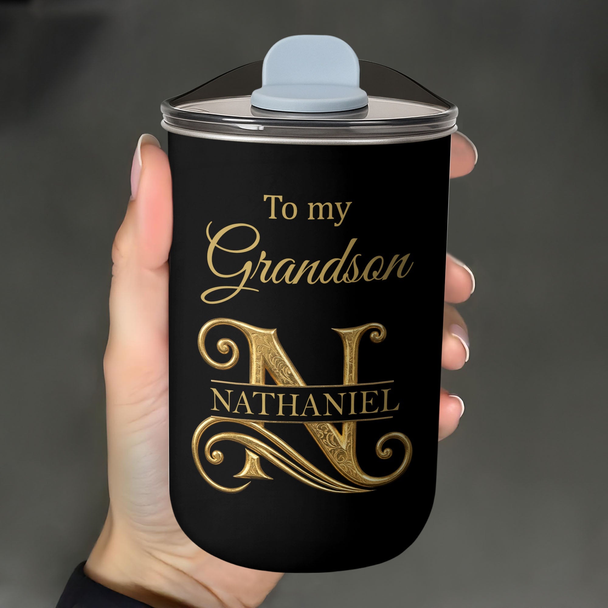 Personalized Stainless Steel Tumbler Custom Monogram Gift for Grandson 10oz tumbler GradoCreations