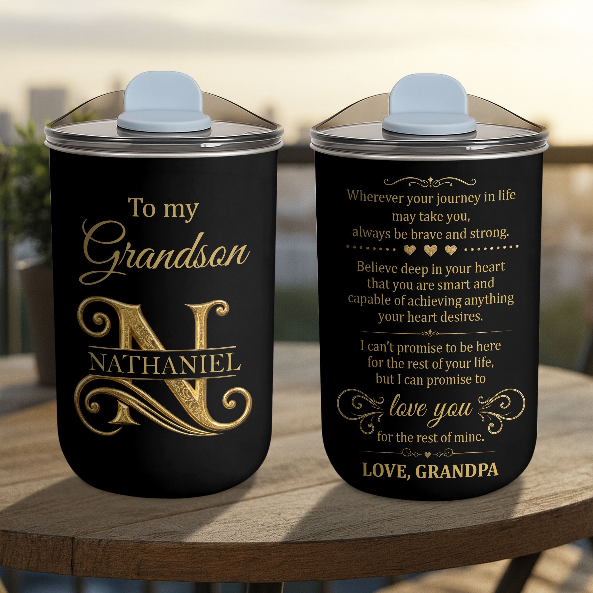 Personalized Stainless Steel Tumbler Custom Monogram Gift for Grandson 10oz tumbler GradoCreations