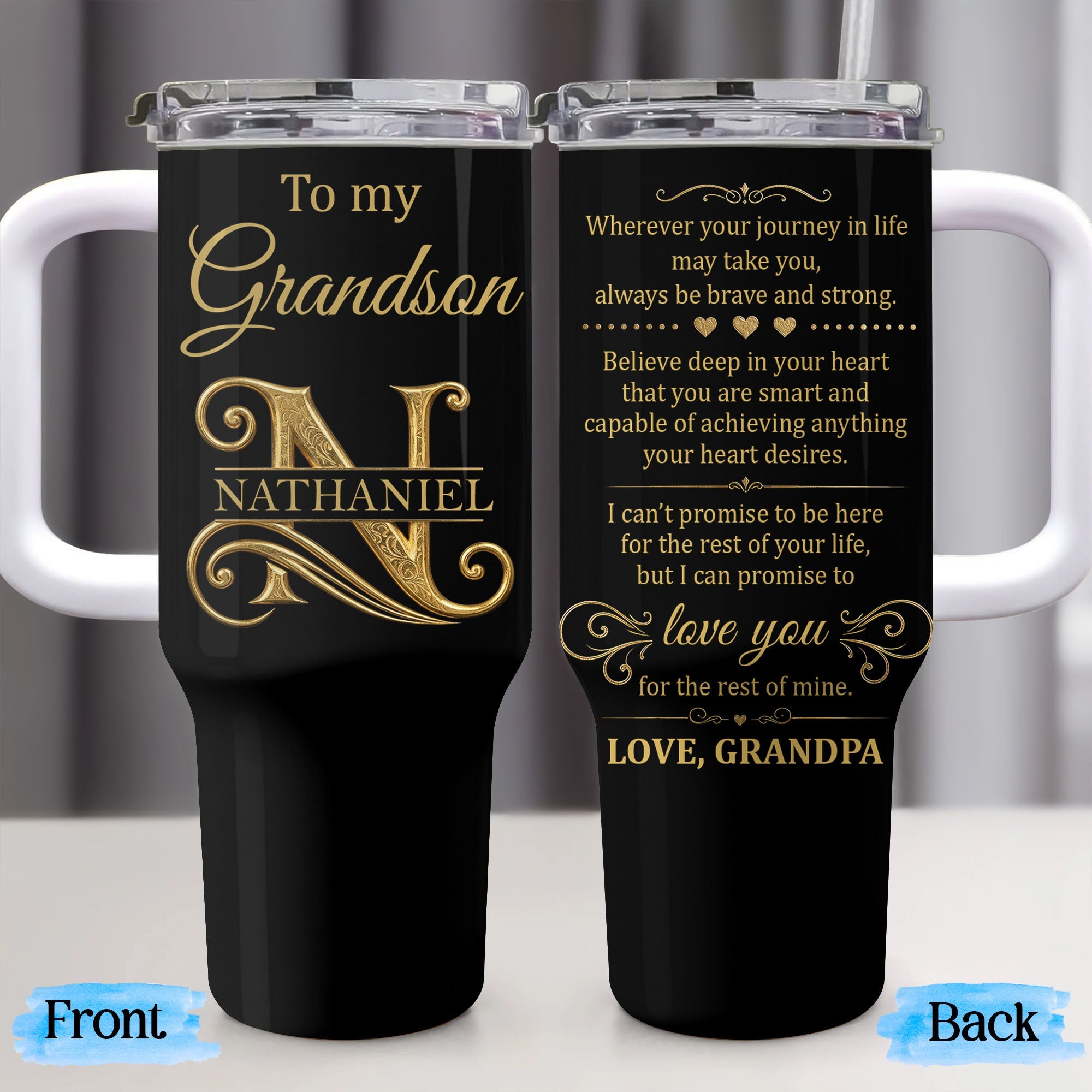 Personalized 40oz Tumbler Custom Name Gift for Grandson 40oz Tumbler GradoCreations