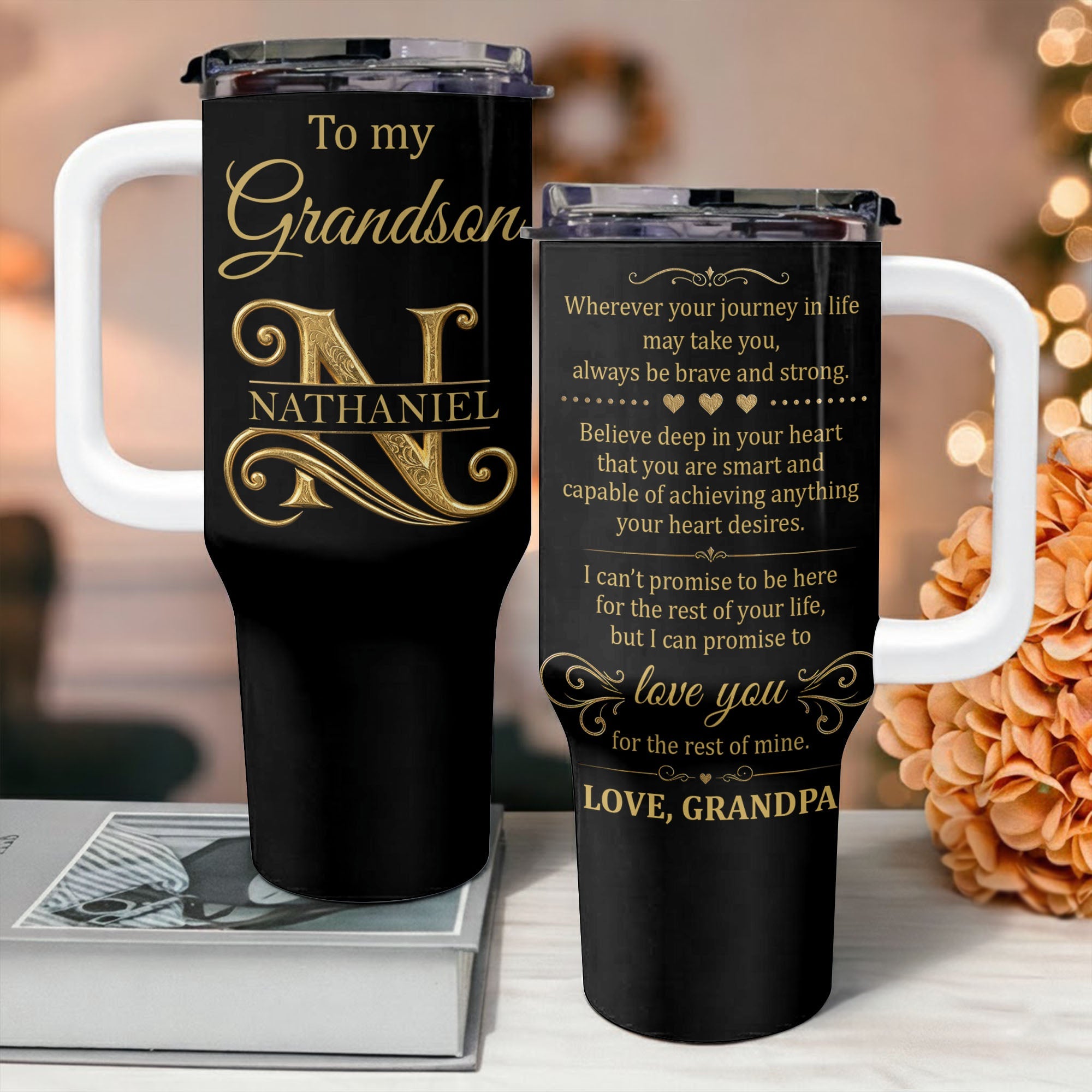 Personalized 40oz Tumbler Custom Name Gift for Grandson 40oz Tumbler GradoCreations