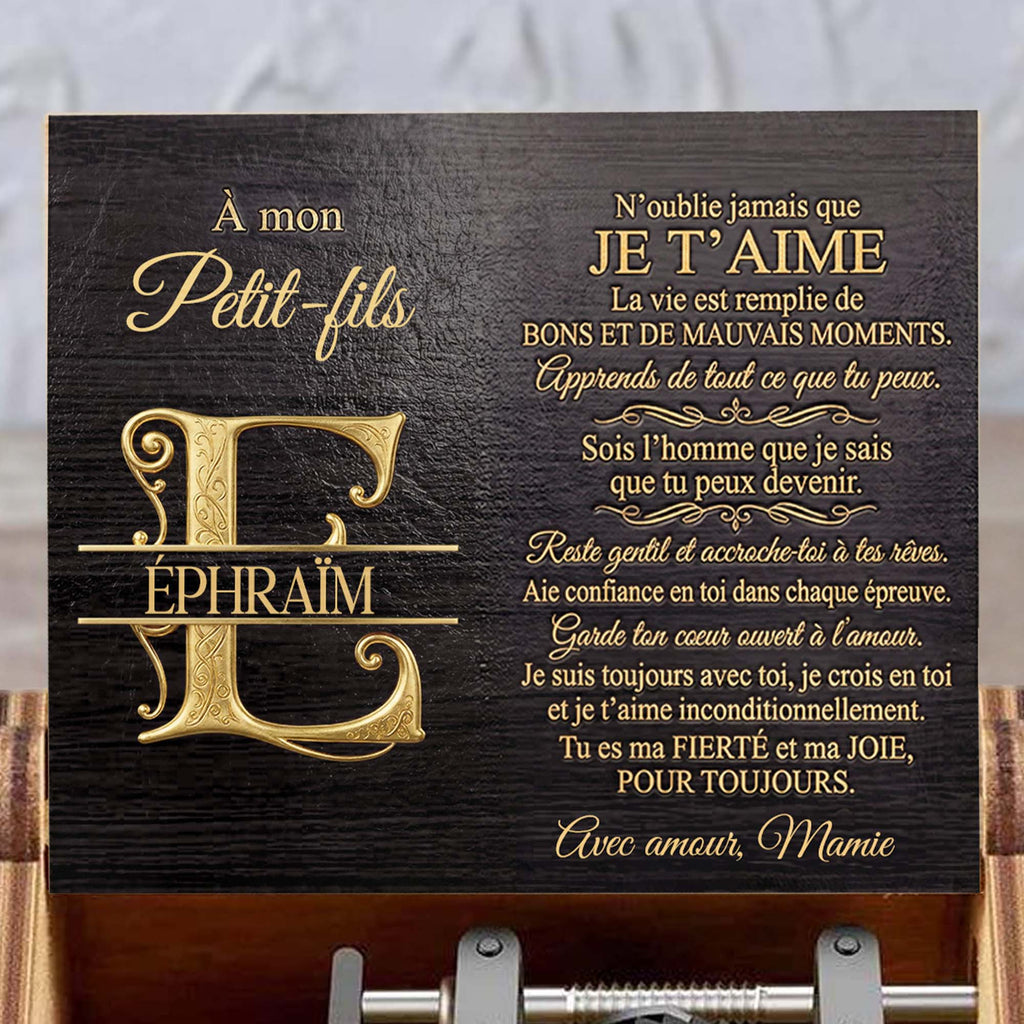 Personalized Wooden Music Box Custom Initial Gift for Grandson Music Box GradoCreations