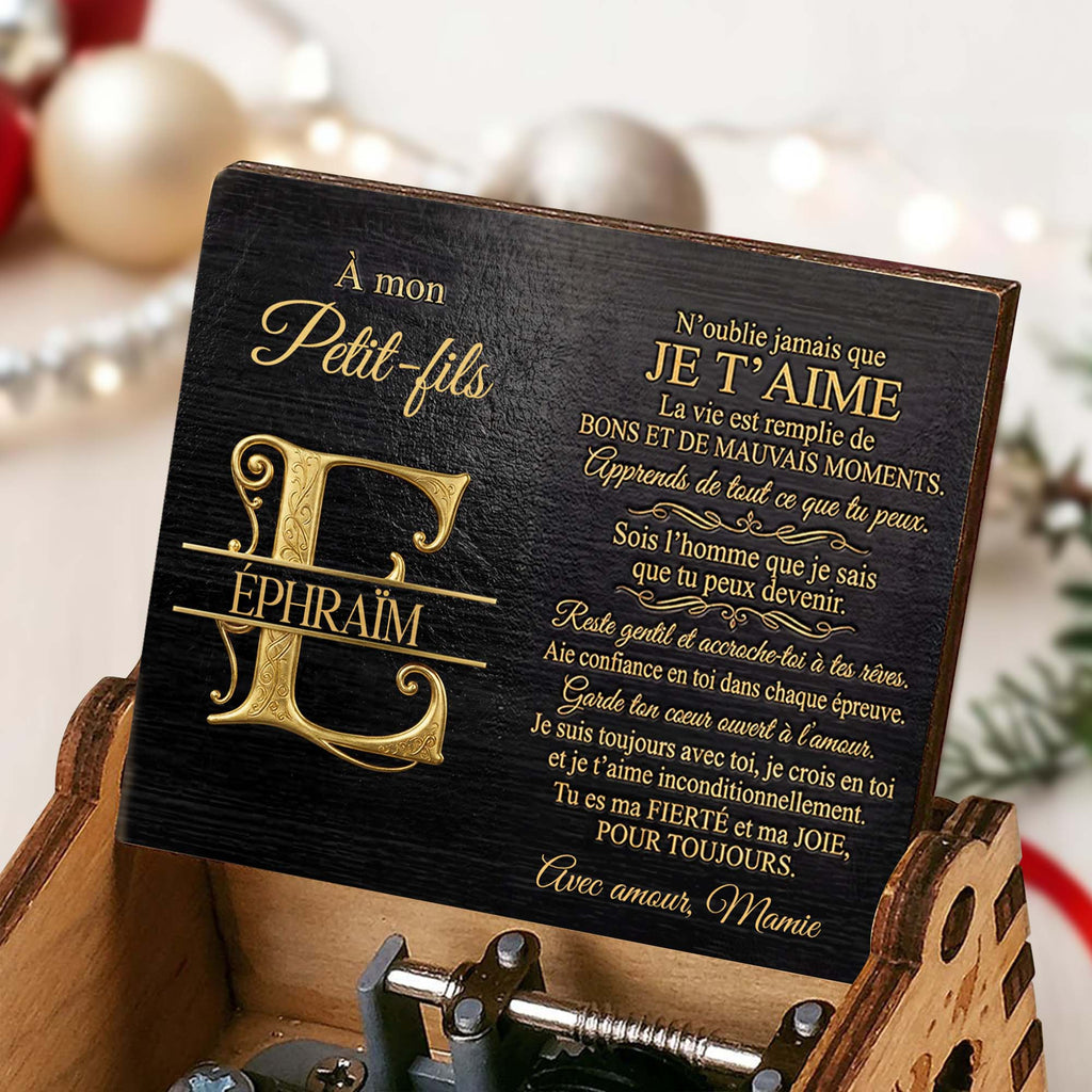Personalized Wooden Music Box Custom Initial Gift for Grandson Music Box GradoCreations