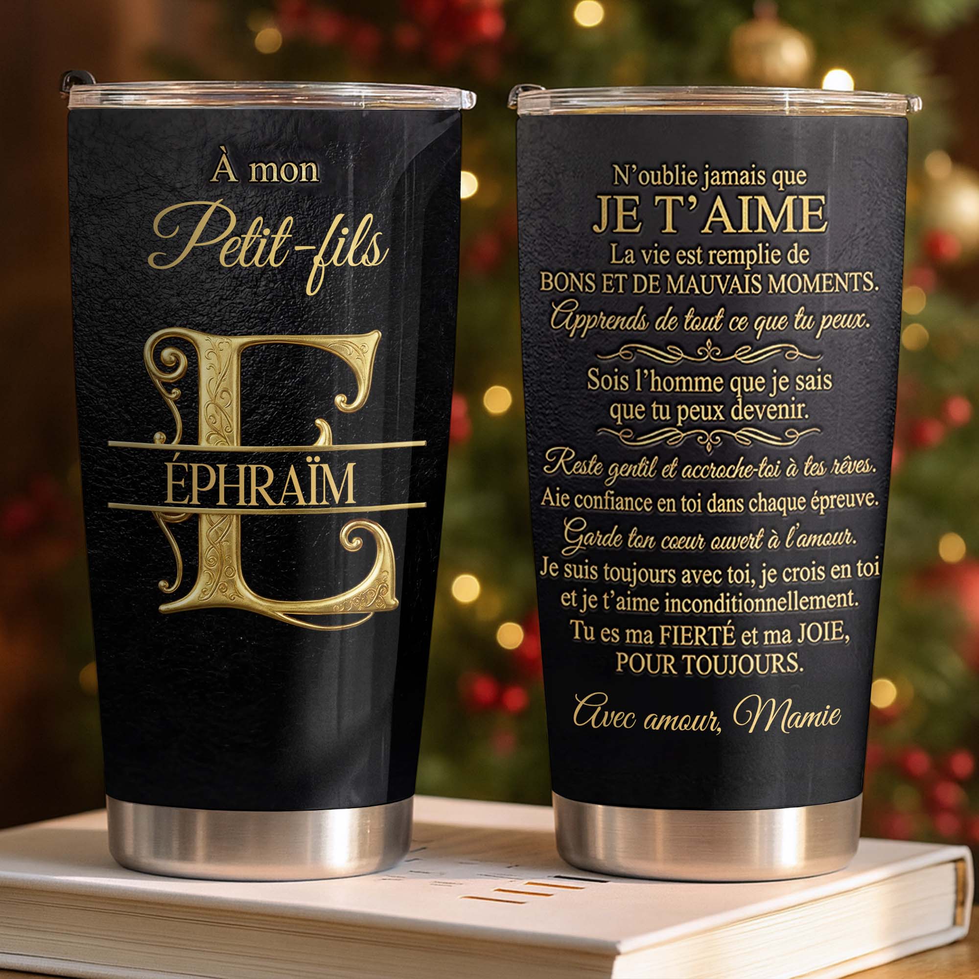 Personalized Stainless Steel Tumbler Custom Monogram Gift for Grandson Tumbler GradoCreations