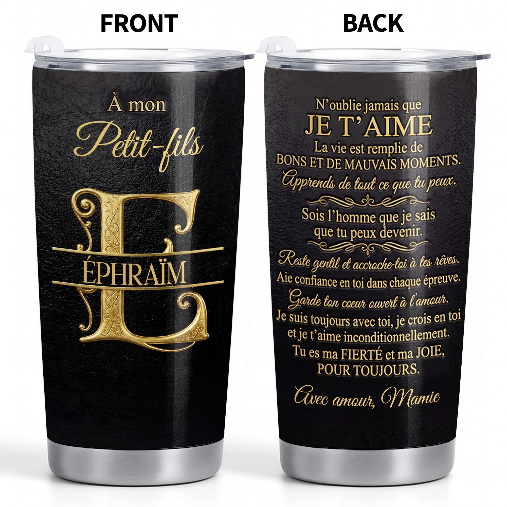 Personalized Stainless Steel Tumbler Custom Monogram Gift for Grandson Tumbler GradoCreations