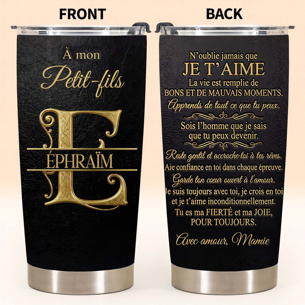 Personalized Stainless Steel Tumbler Custom Monogram Gift for Grandson Tumbler GradoCreations