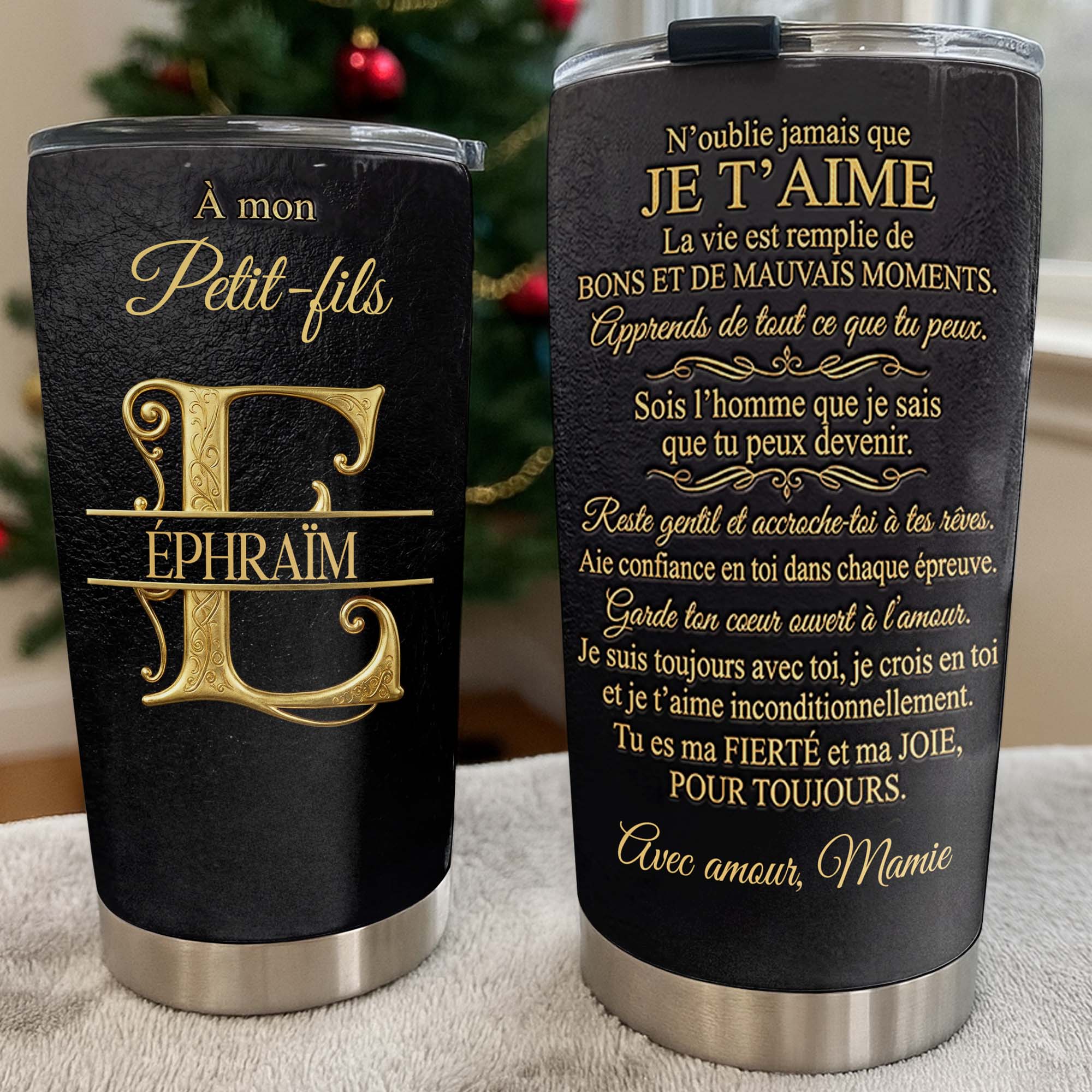 Personalized Stainless Steel Tumbler Custom Monogram Gift for Grandson Tumbler GradoCreations