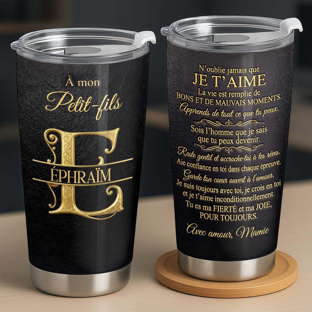 Personalized Stainless Steel Tumbler Custom Monogram Gift for Grandson Tumbler GradoCreations