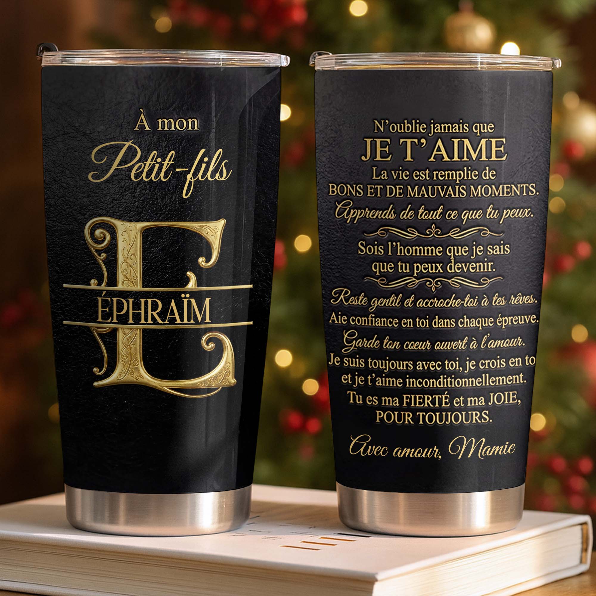 Personalized Gold Monogram Tumbler for Grandson 20oz Gift 20oz Tumbler GradoCreations