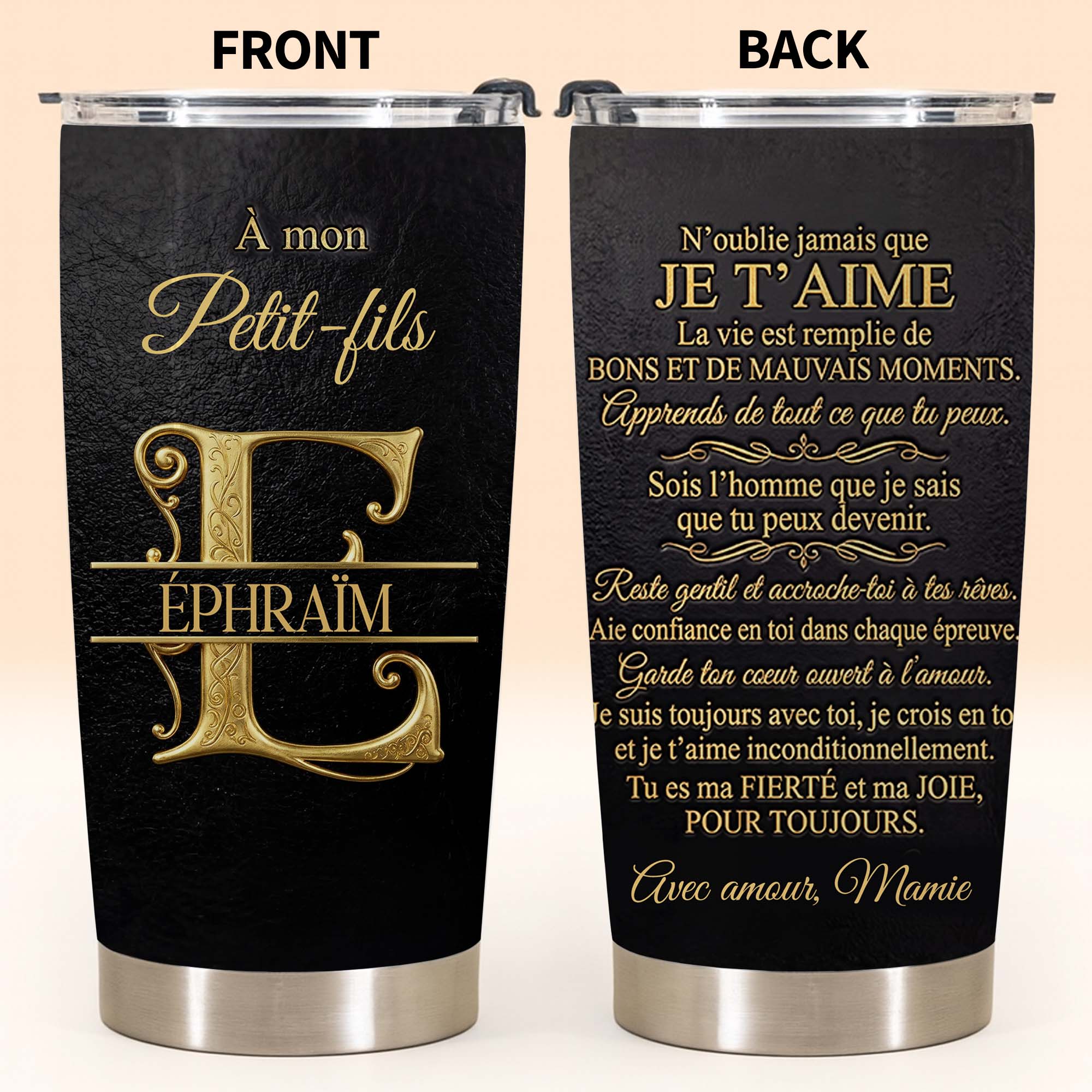 Personalized Gold Monogram Tumbler for Grandson 20oz Gift 20oz Tumbler GradoCreations