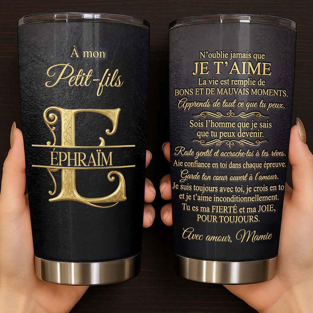 Personalized Gold Monogram Tumbler for Grandson 20oz Gift 20oz Tumbler GradoCreations