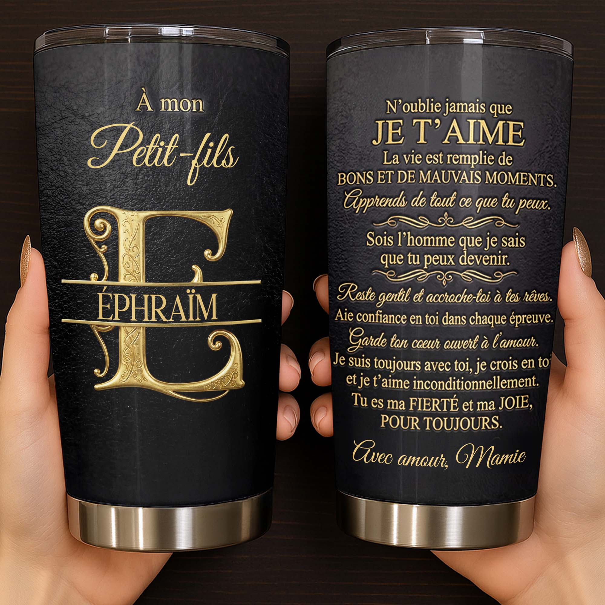 Personalized Gold Monogram Tumbler for Grandson 20oz Gift 20oz Tumbler GradoCreations