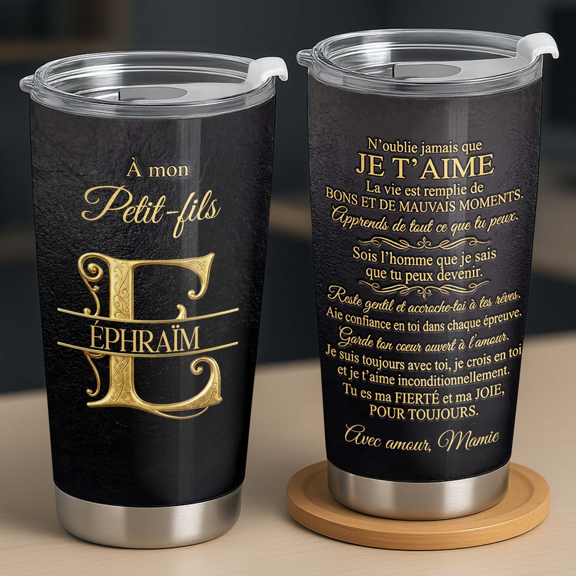 Personalized Gold Monogram Tumbler for Grandson 20oz Gift 20oz Tumbler GradoCreations