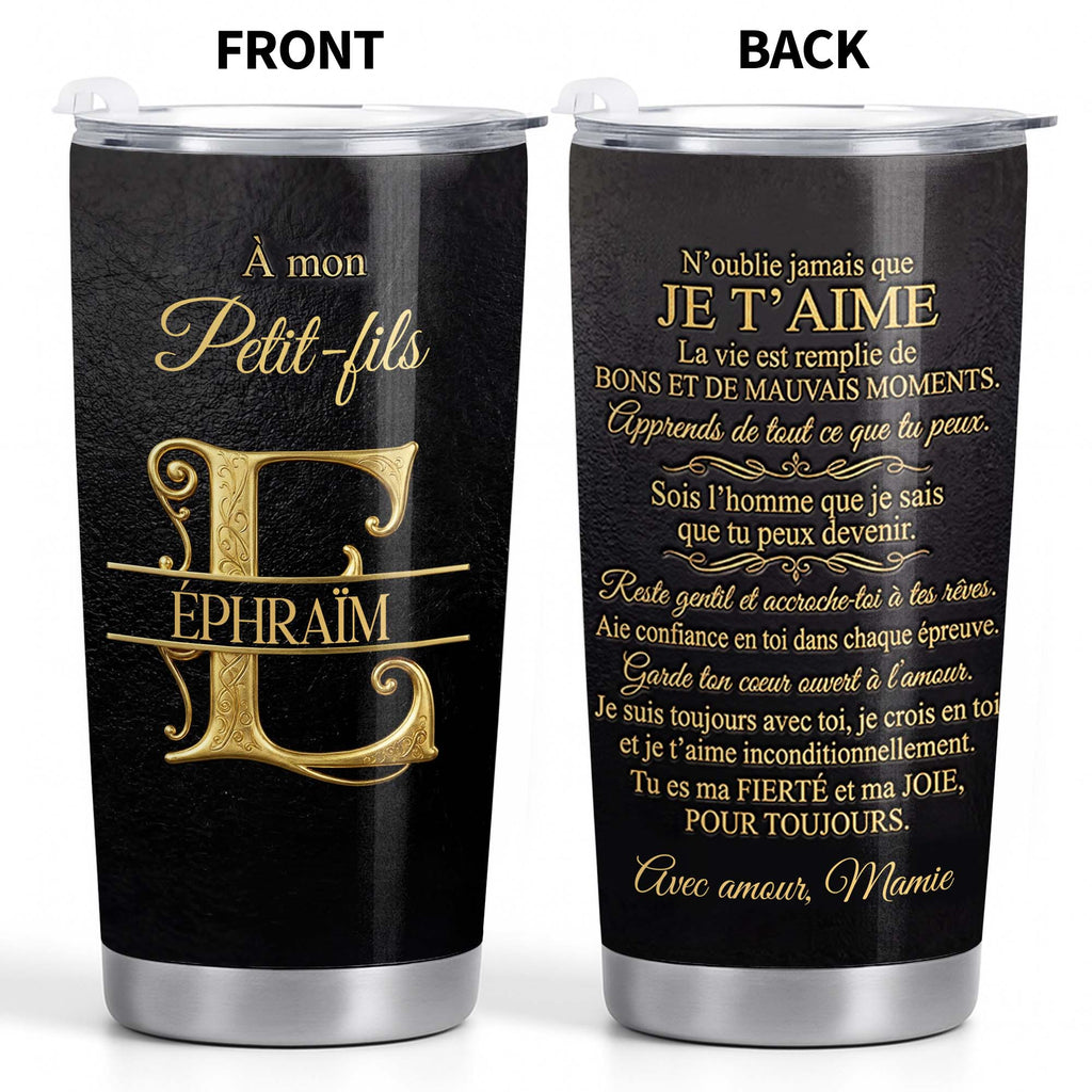 Personalized Gold Monogram Tumbler for Grandson 20oz Gift 20oz Tumbler GradoCreations