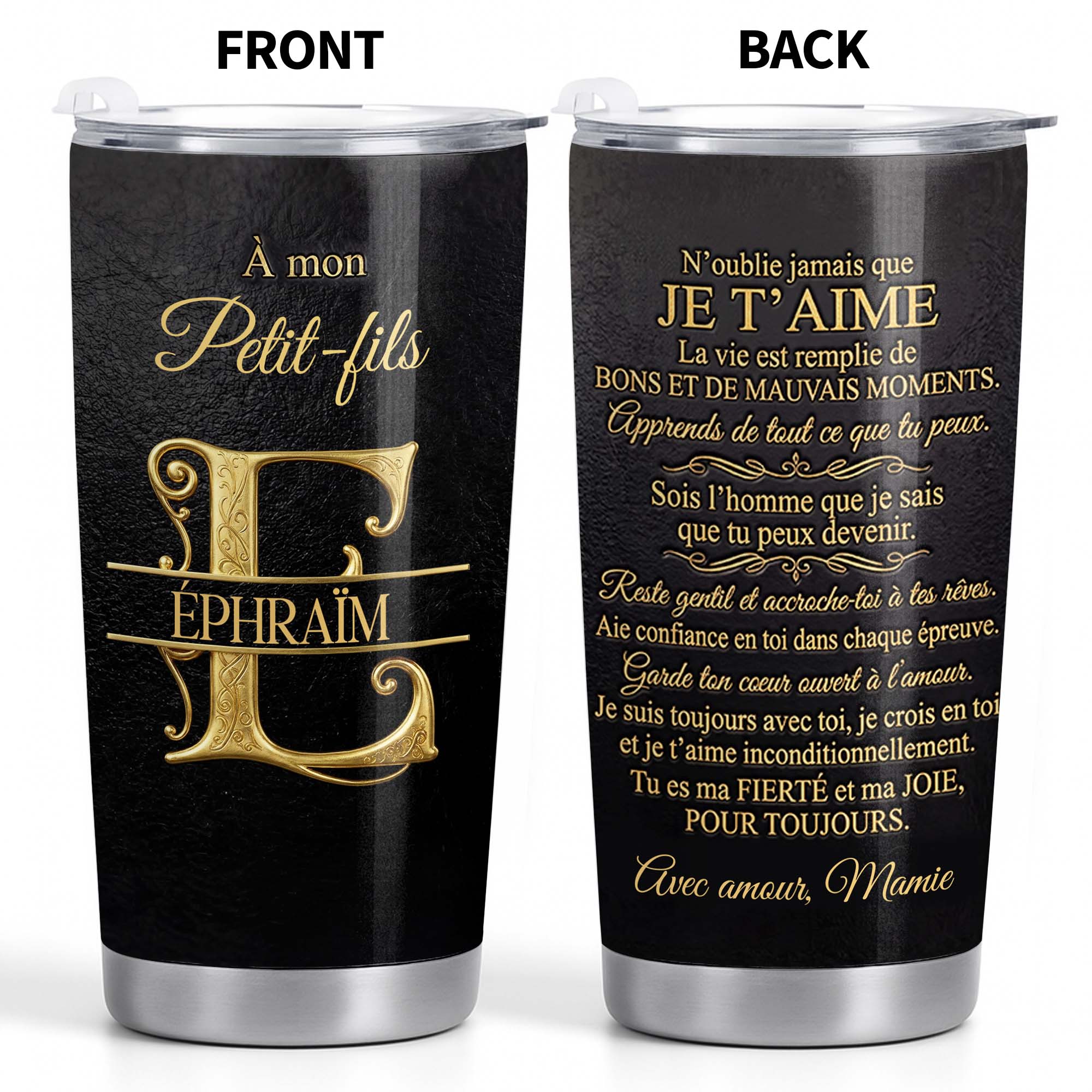 Personalized Gold Monogram Tumbler for Grandson 20oz Gift 20oz Tumbler GradoCreations