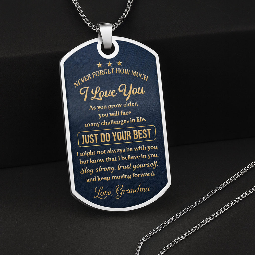 Personalized Stainless Steel Dog Tag Necklace for Grandson Dog Tag Necklace GradoCreations
