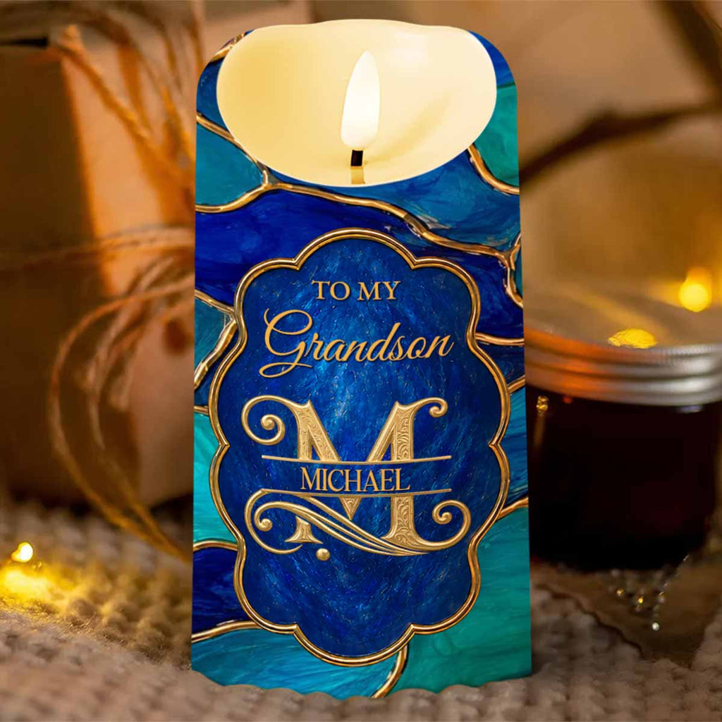 Personalized Flameless LED Candle for Grandson Custom Name Gift LED Candle GradoCreations