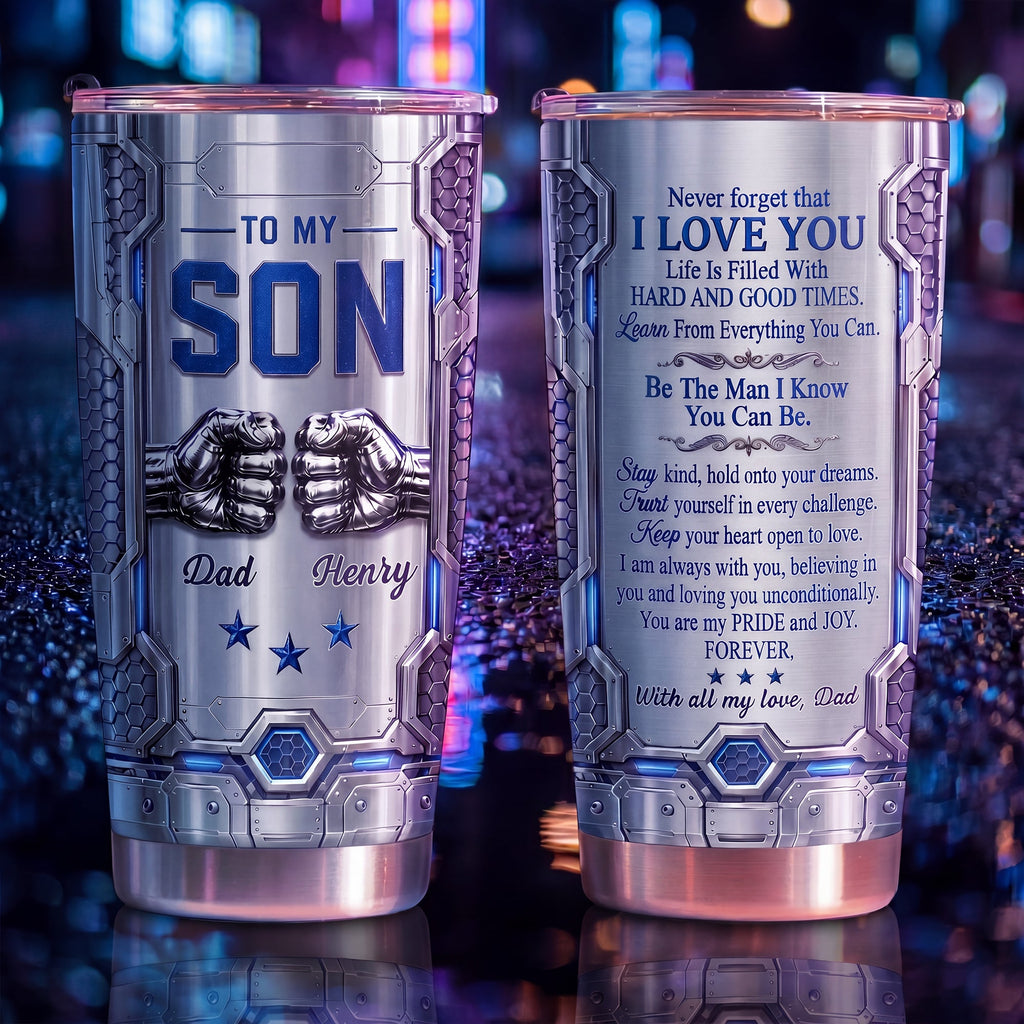 Personalized Stainless Steel Tumbler Custom Name for Son Gift Tumbler GradoCreations