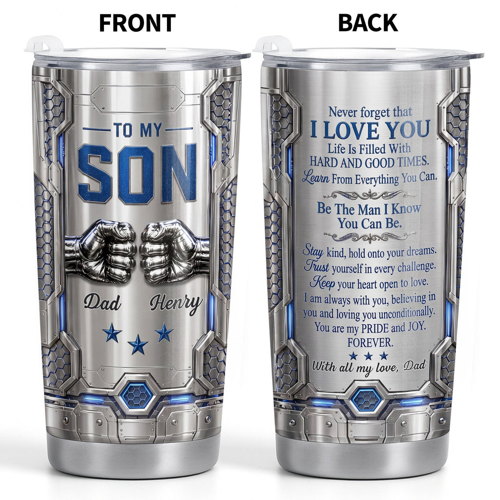 Personalized Stainless Steel Tumbler Custom Name for Son Gift Tumbler GradoCreations