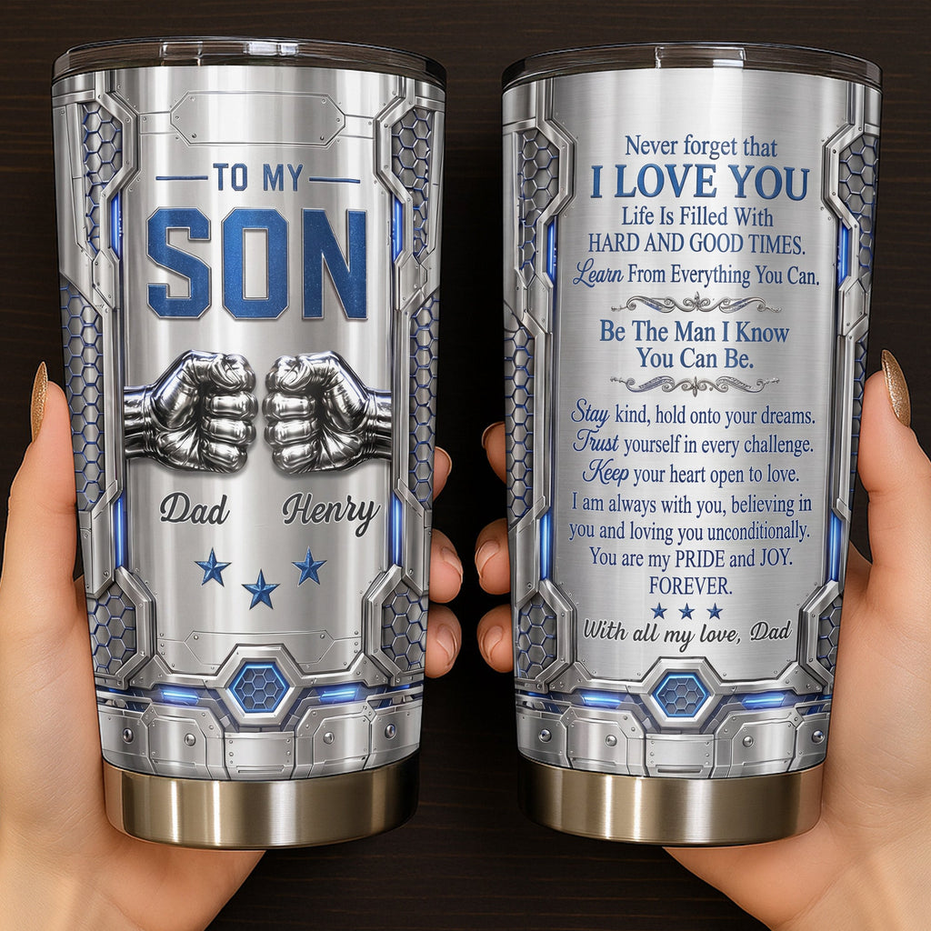 Personalized Stainless Steel Tumbler Custom Name for Son Gift Tumbler GradoCreations