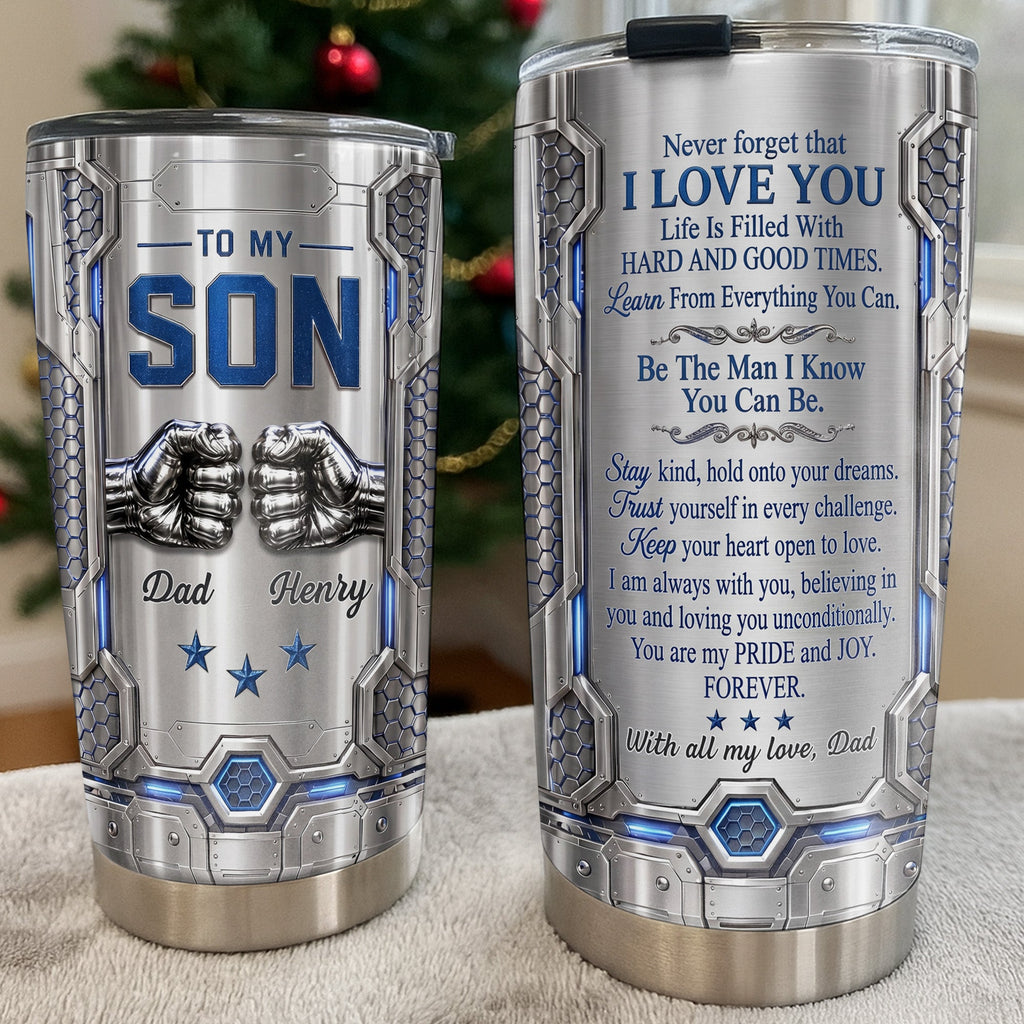Personalized Stainless Steel Tumbler Custom Name for Son Gift Tumbler GradoCreations