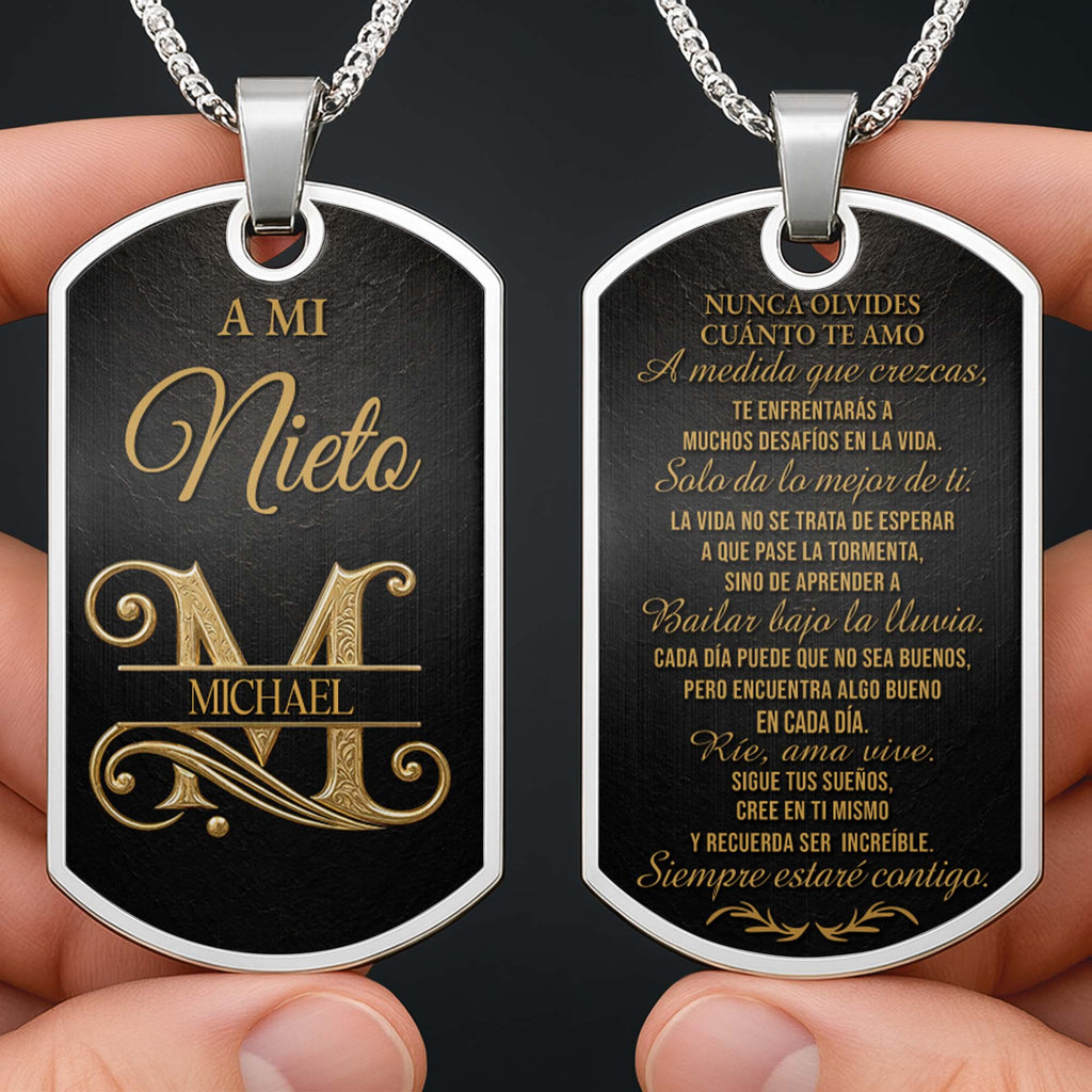 Custom Dog Tag Necklace Personalize Name for Grandson Gift Dog Tag Necklace GradoCreations