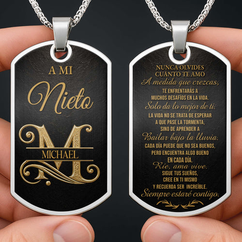 Custom Dog Tag Necklace Personalize Name for Grandson Gift Dog Tag Necklace GradoCreations