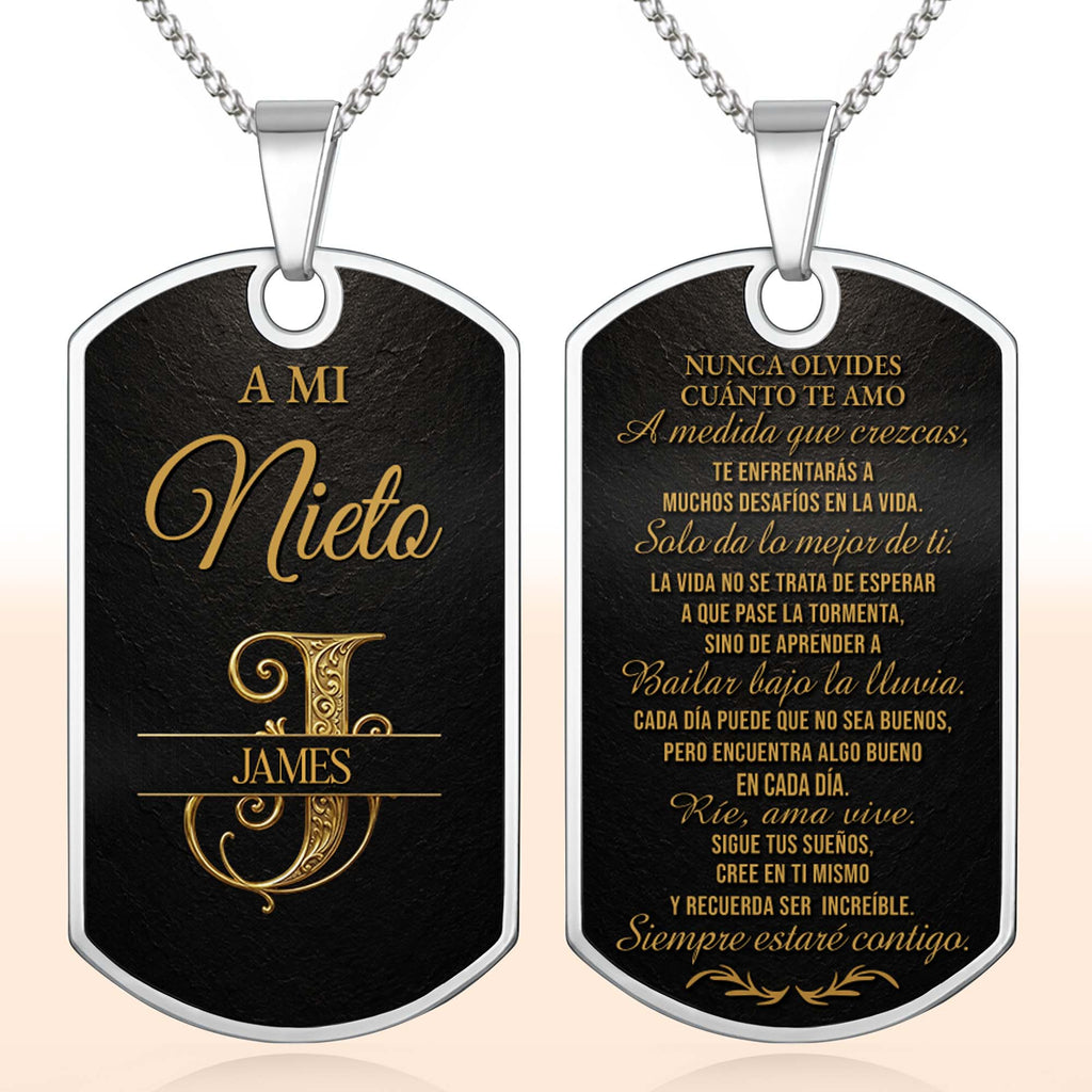 Custom Dog Tag Necklace Personalize Name for Grandson Gift Dog Tag Necklace GradoCreations