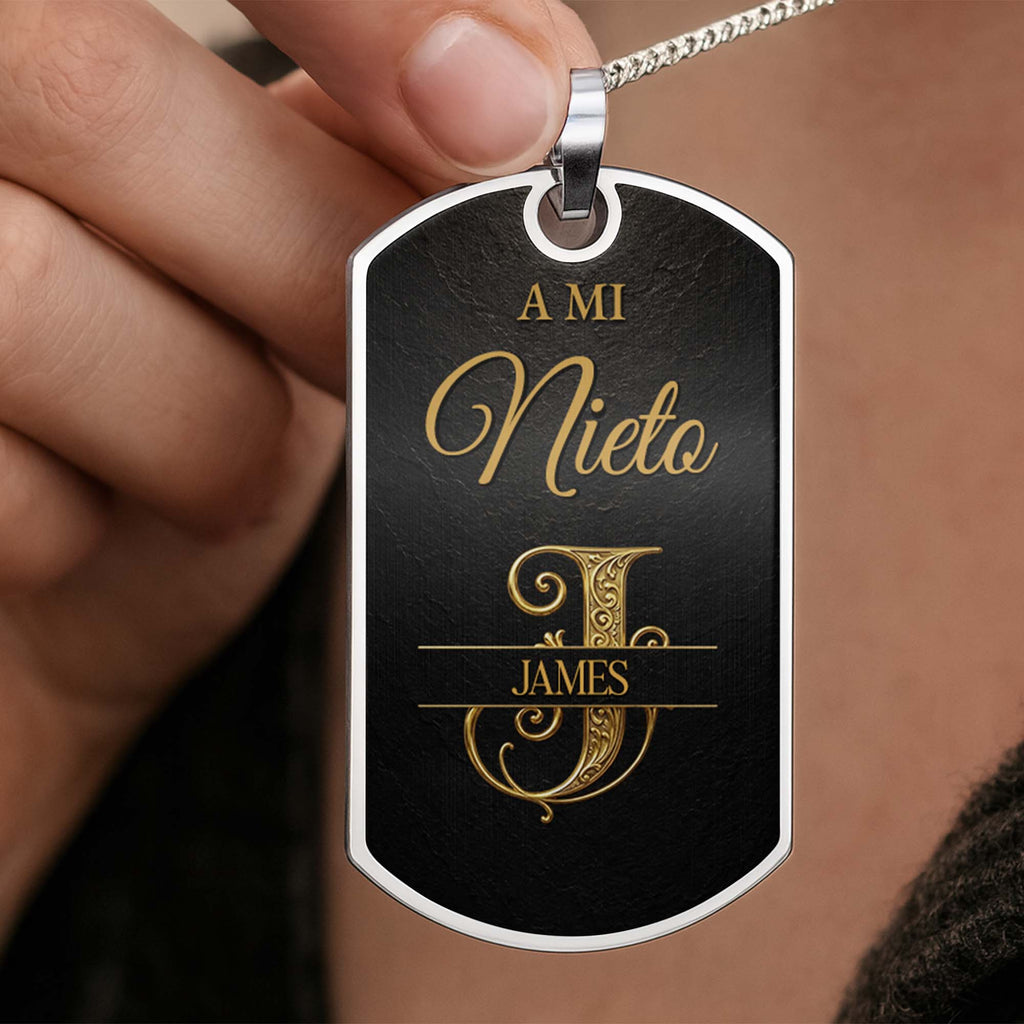 Custom Dog Tag Necklace Personalize Name for Grandson Gift Dog Tag Necklace GradoCreations